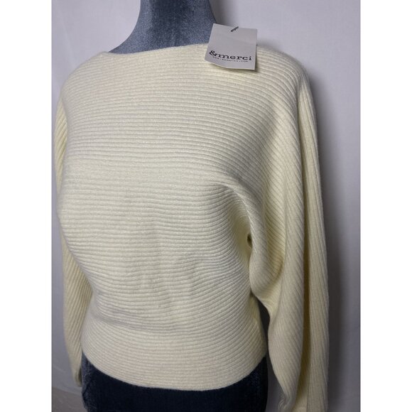 &Merci Womens Small Cream Ribbed Knit Sweater NWT - Picture 4 of 10